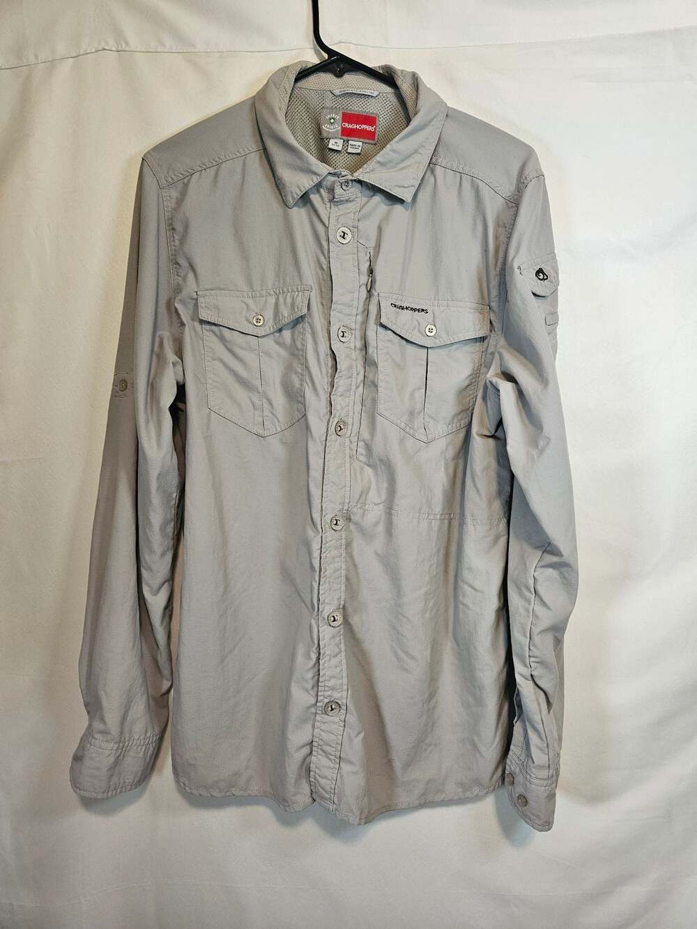 Craghoppers Mens Insect Shield Repellent Adventure Long Sleeve Shirt Gray Size M